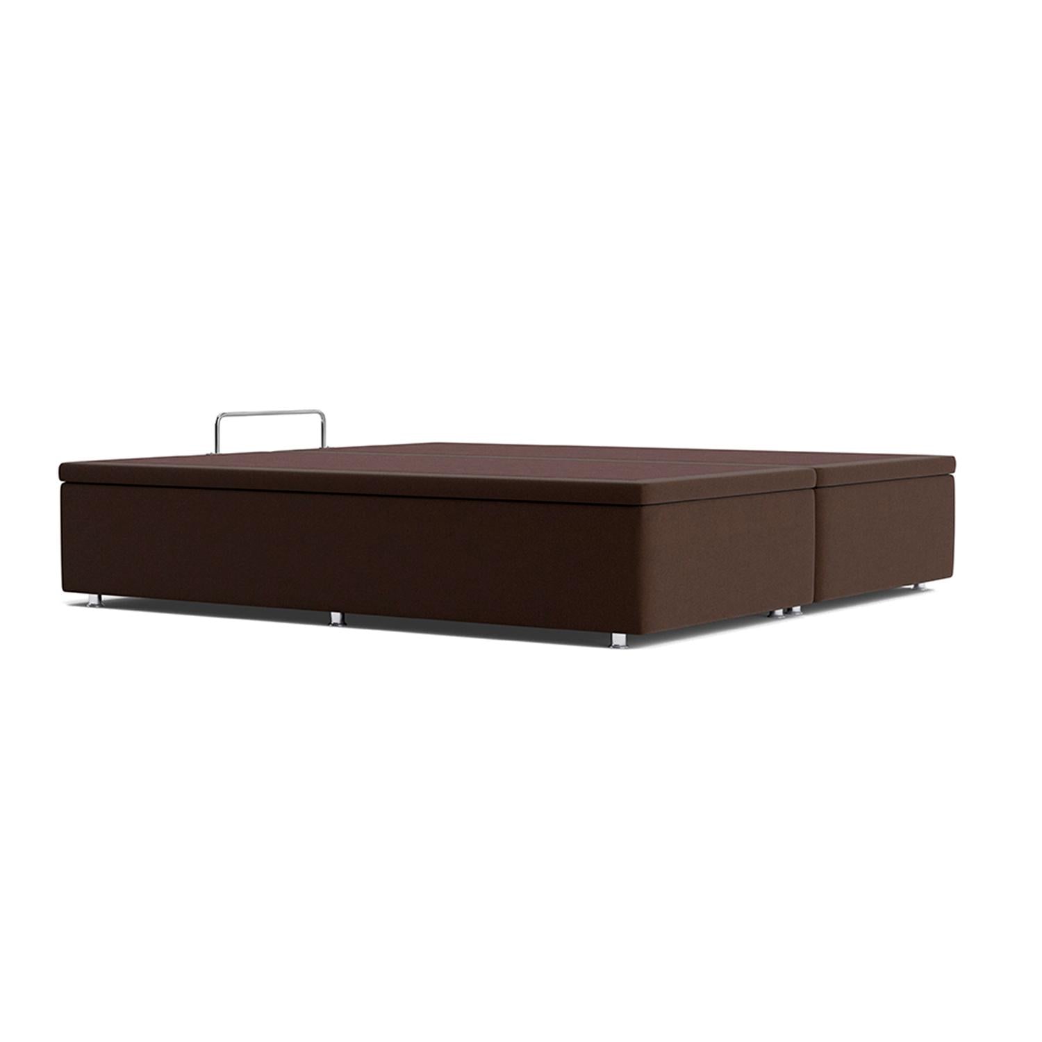 Base Baú Camurça Marrom Super King (193x203x39) - Ortobom