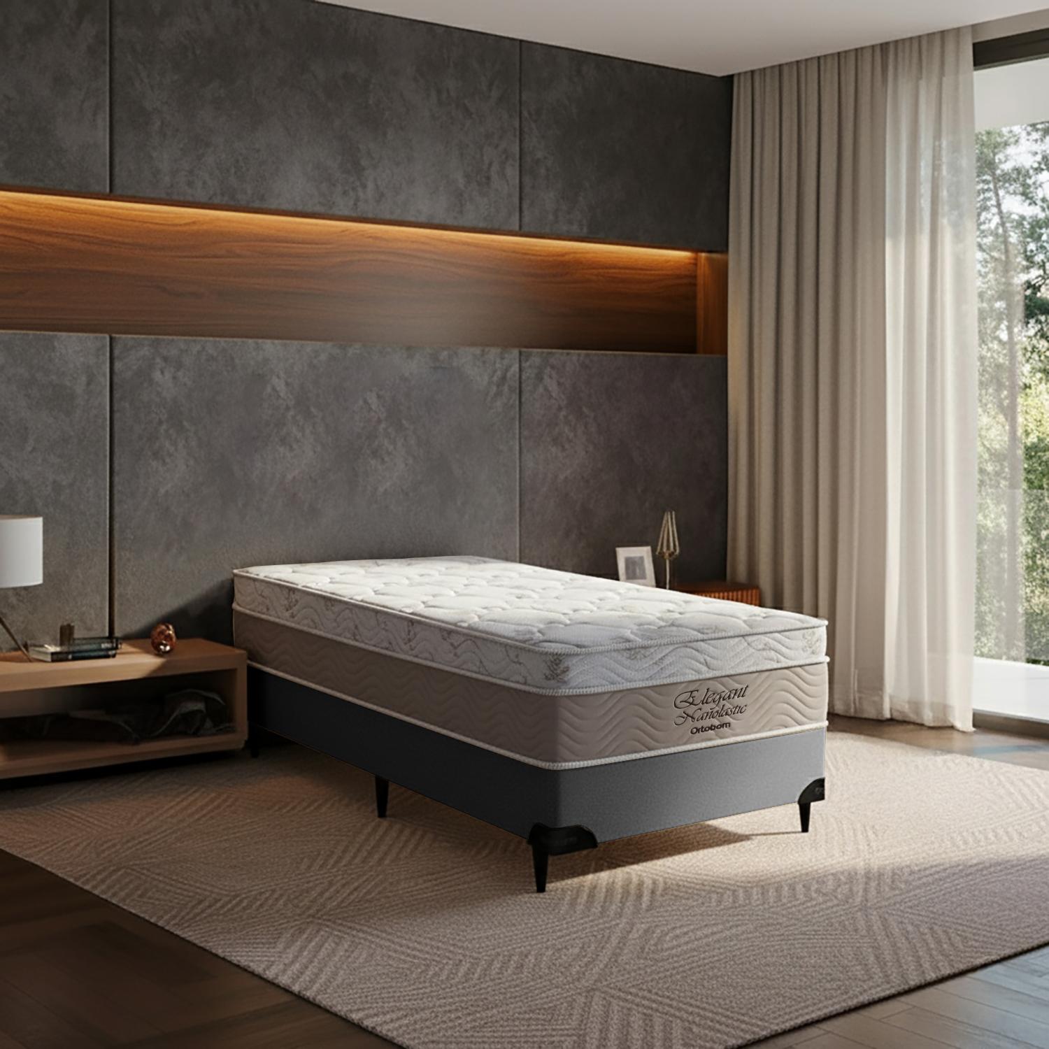 Cama Box e Colchão  Elegant Nano Solteiro (88x188) - Ortobom