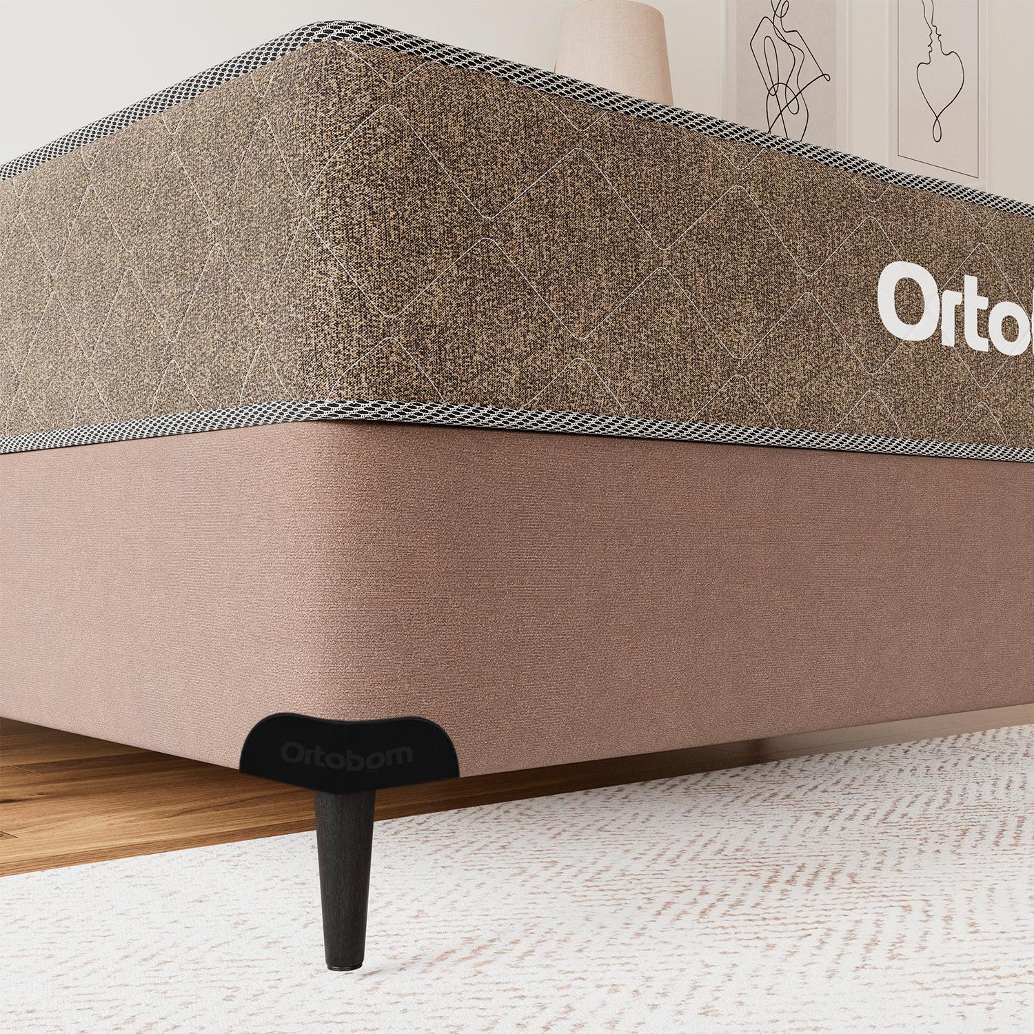 Base Sommier Camurça Bege Solteiro (88x188x23) - Ortobom