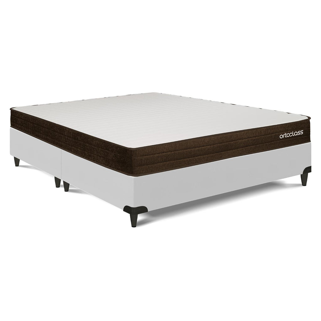 Cama Box e Colchão Poli D28 - Queen (158x198)- Ortoclass