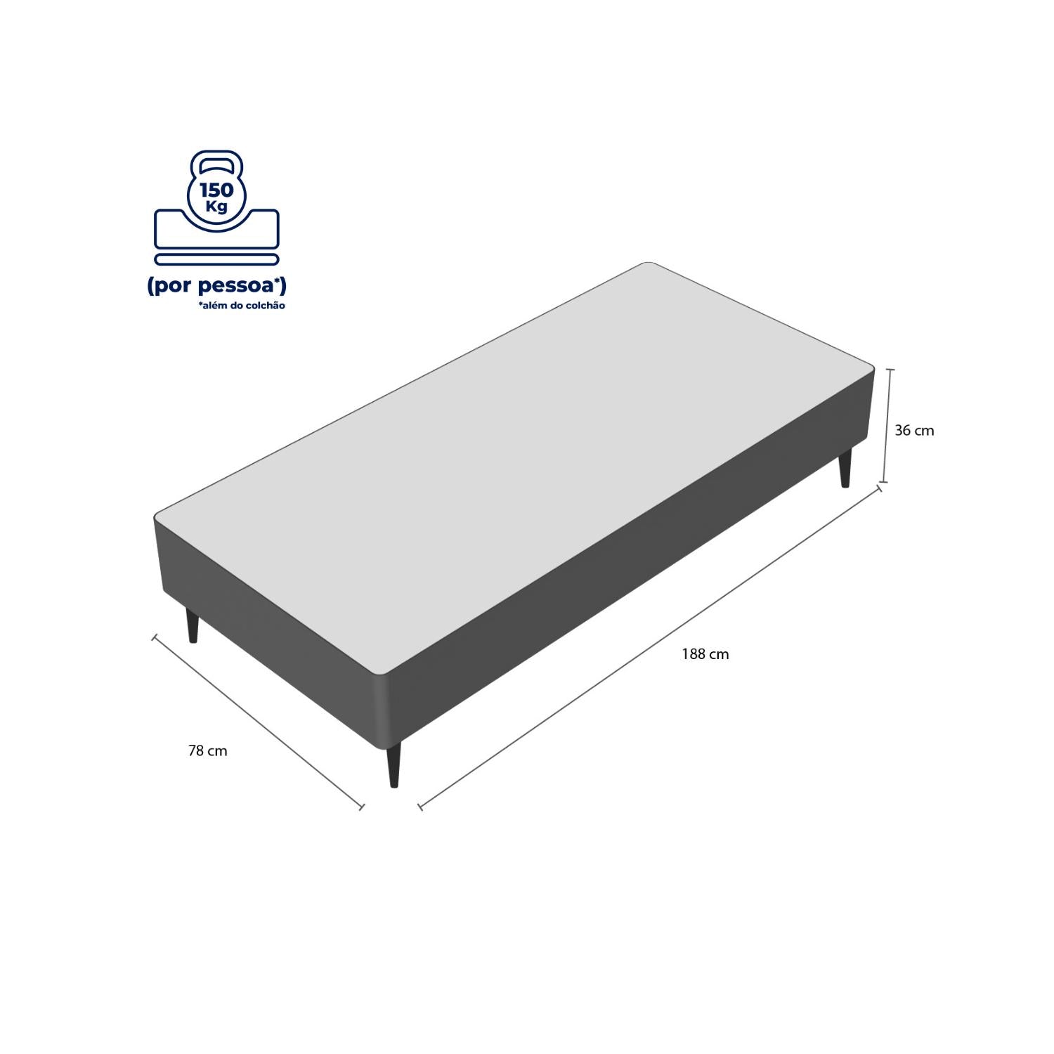 Base Sommier Linho Bege Solteiro (88x188x23) - Ortobom