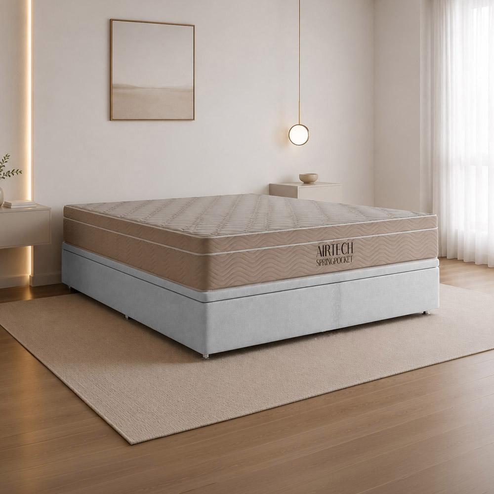 Cama Baú Ortobom e Airtech Molas Ensacadas  Casal (138x188)