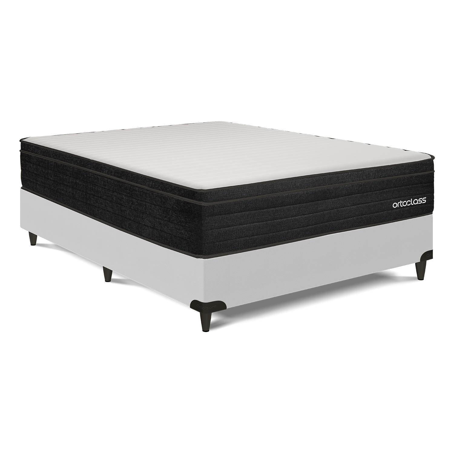 Cama Box e Colchão Poli Pillow D45-Casal (138x188)-Ortoclass
