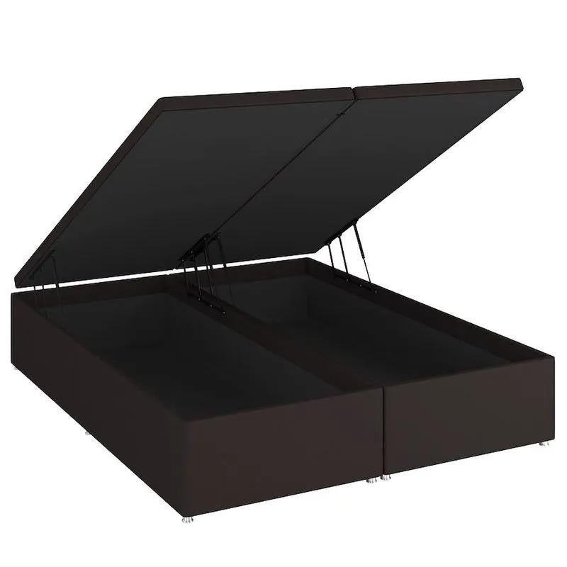 Base Baú Linho Marrom Super King (193x203x39) - Ortobom