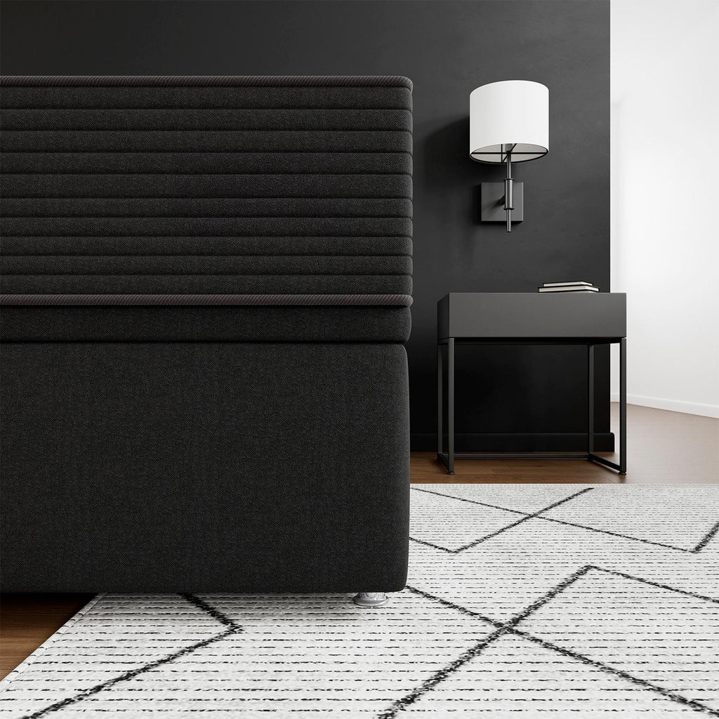 Base Baú Linho Preto Super King (193x203x39) - Ortobom
